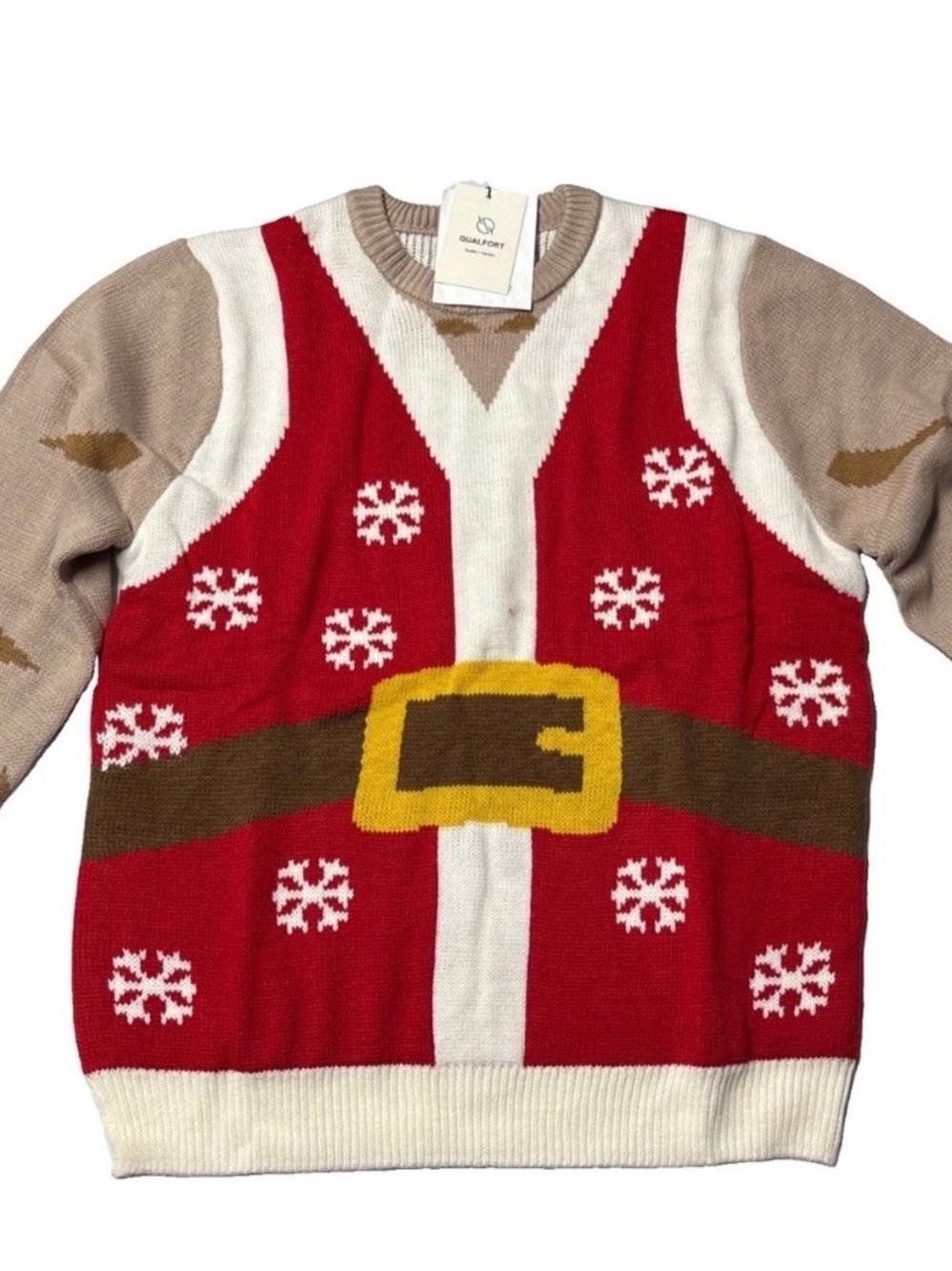 Gillyport Men's Holiday Crewneck Sweater - Red, White, Brown